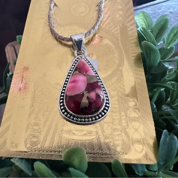 Brand New Sterling Silver 925 Red Rose Dahlia Teardrop Pendant Necklace - Picture 2 of 7